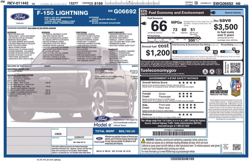 2025 Ford F-150 Lightning Platinum