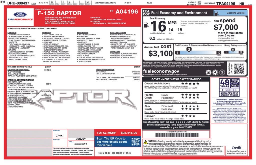 2026 Ford F-150 Raptor