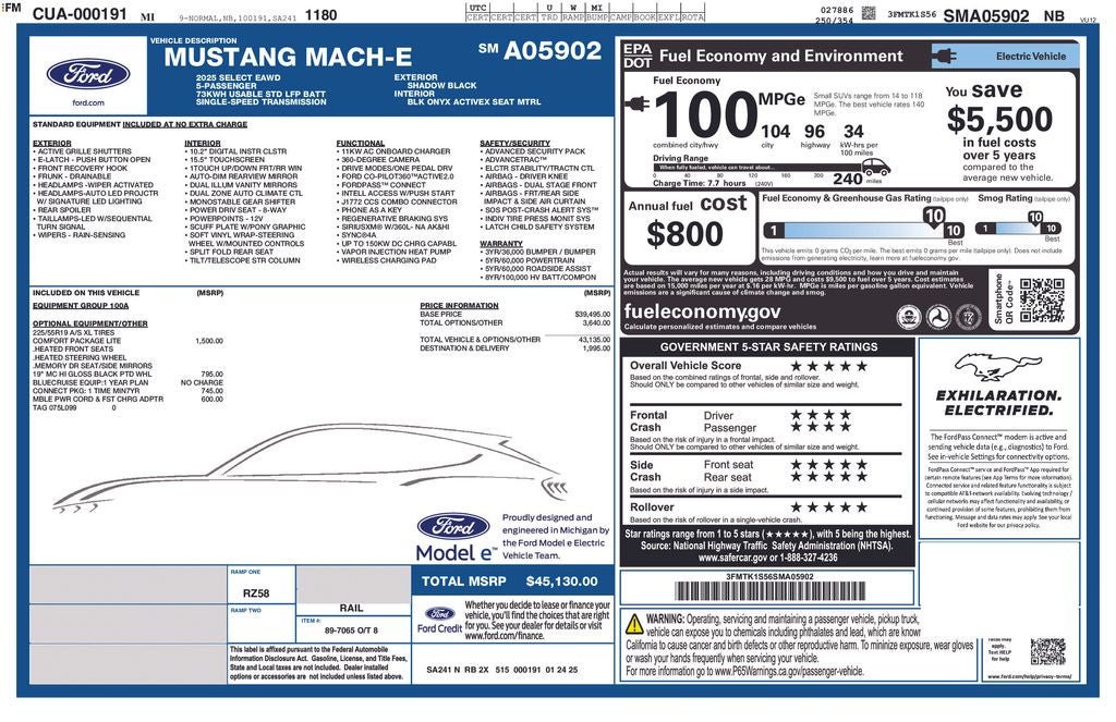 2025 Ford Mustang Mach-E Select