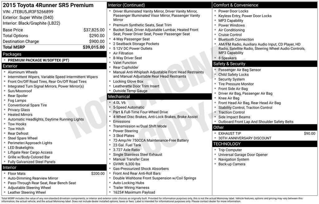 2015 Toyota 4Runner SR5 Premium