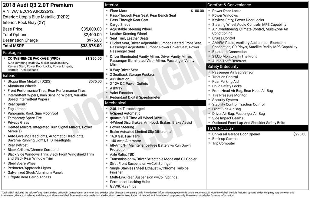 2018 Audi Q3 2.0T Premium quattro