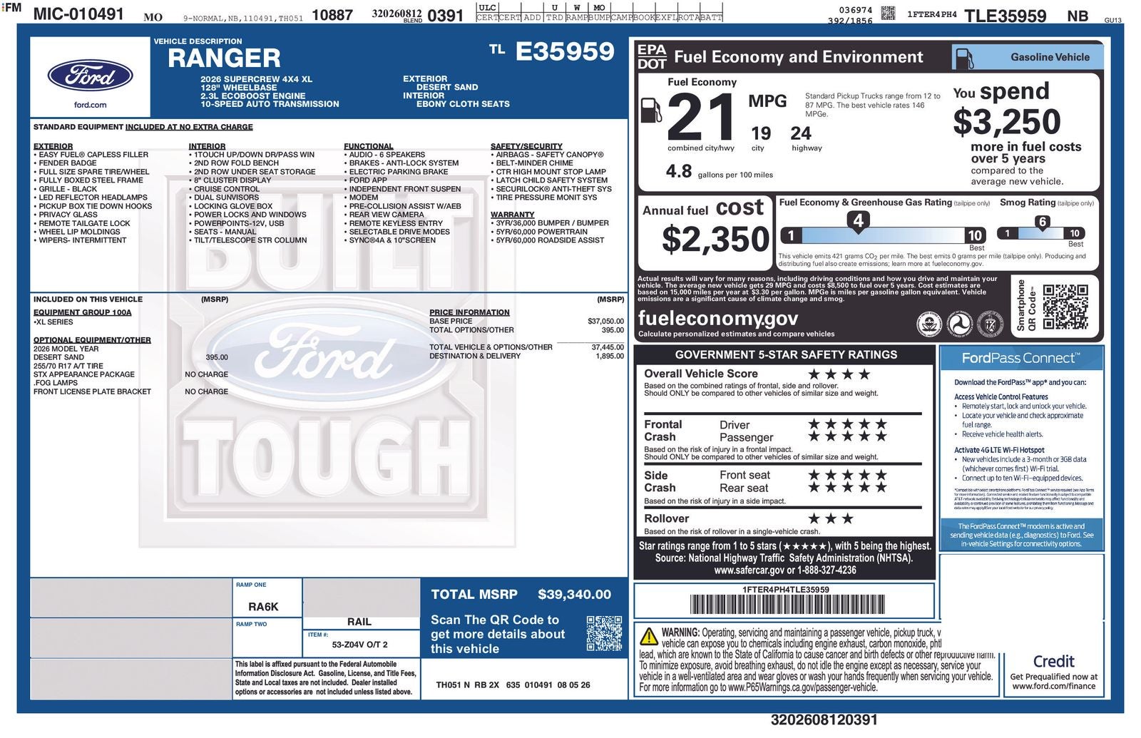 2026 Ford Ranger XL