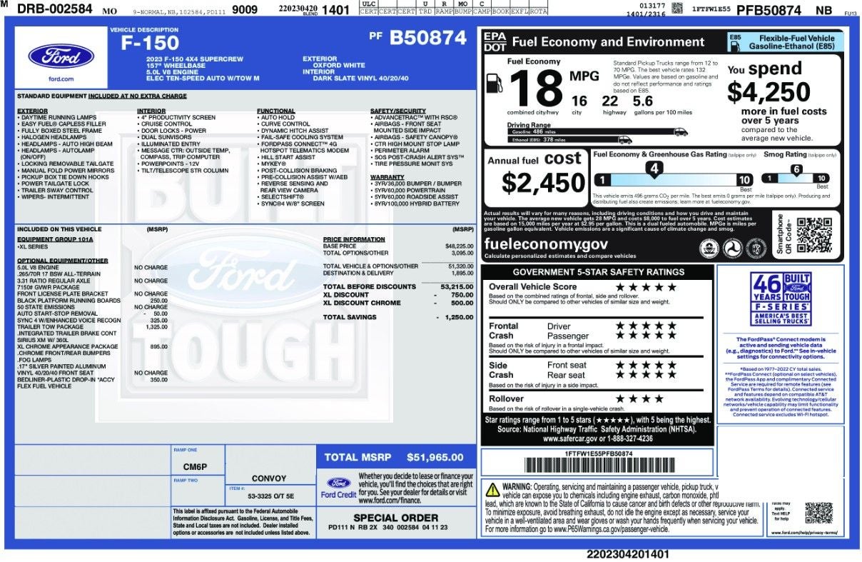 2023 Ford F-150 XL 4X4 Supercrew