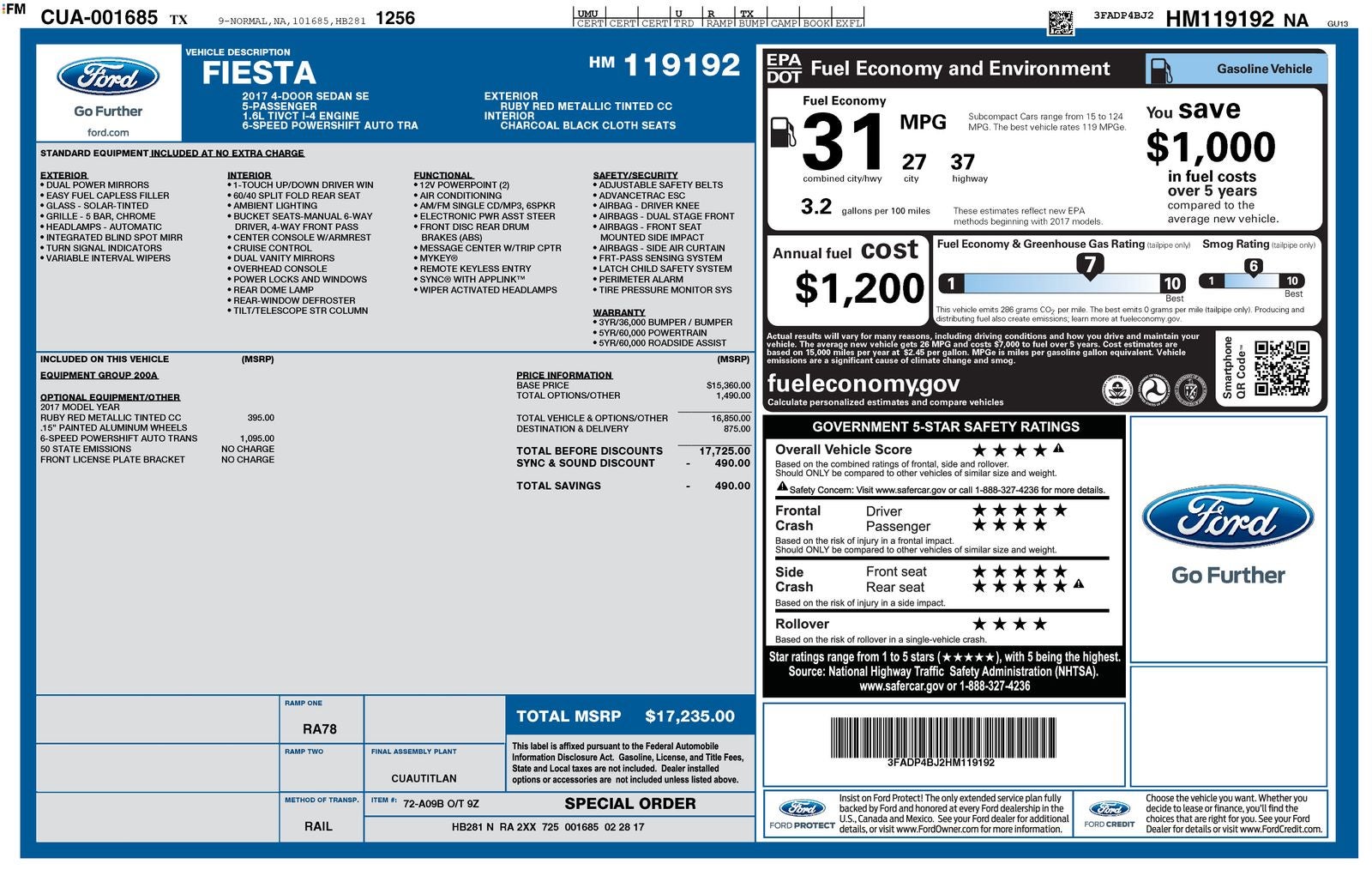 2017 Ford Fiesta SE