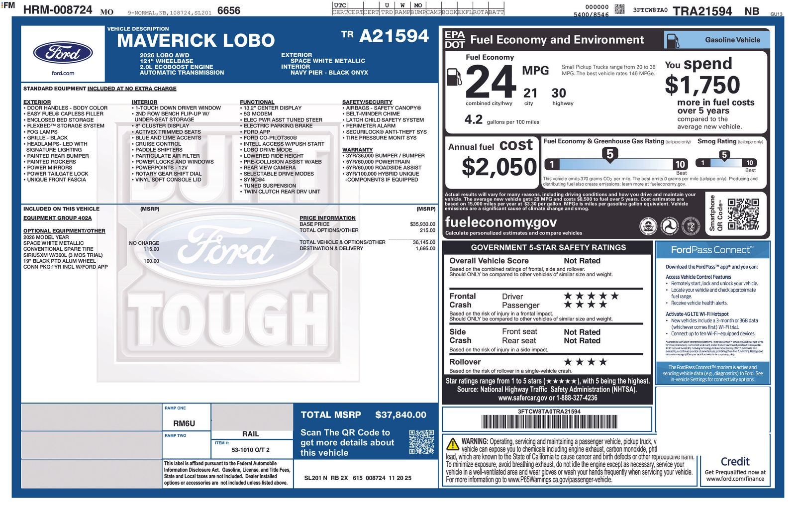 2026 Ford Maverick Lobo Standard