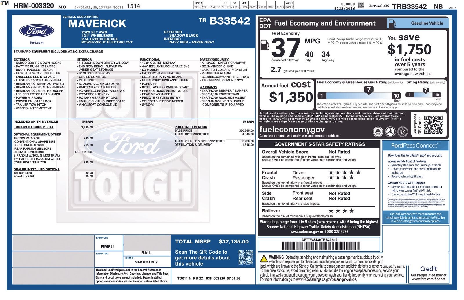 2026 Ford Maverick XLT Hybrid