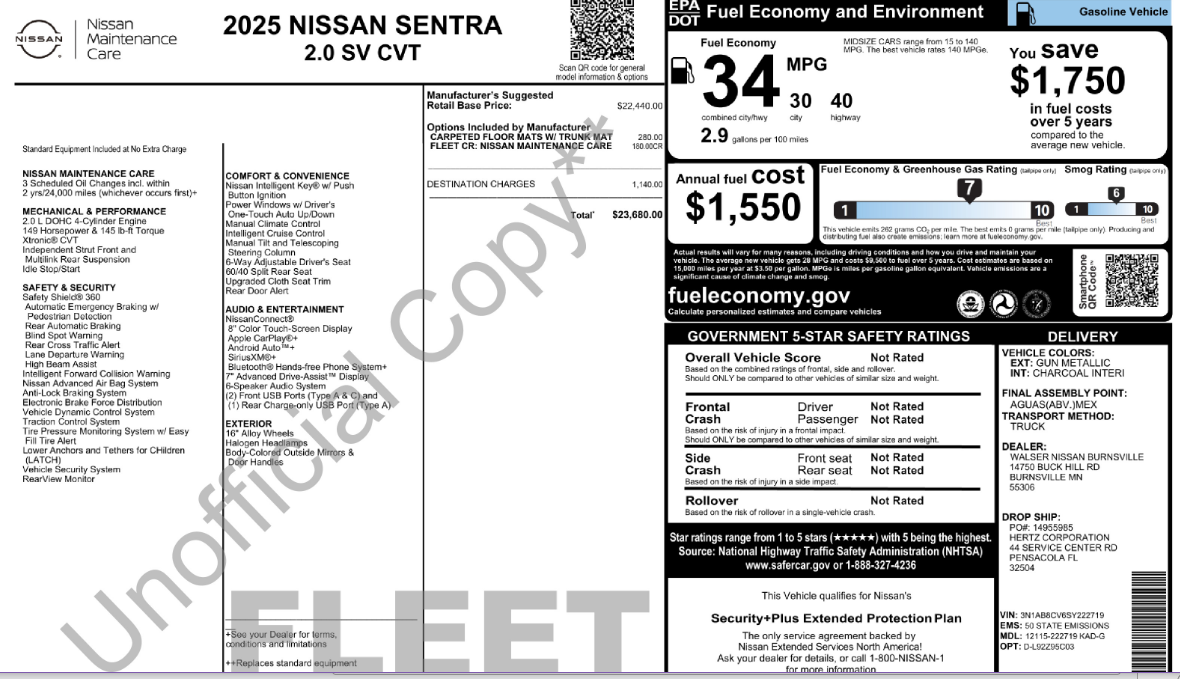 2025 Nissan Sentra SV