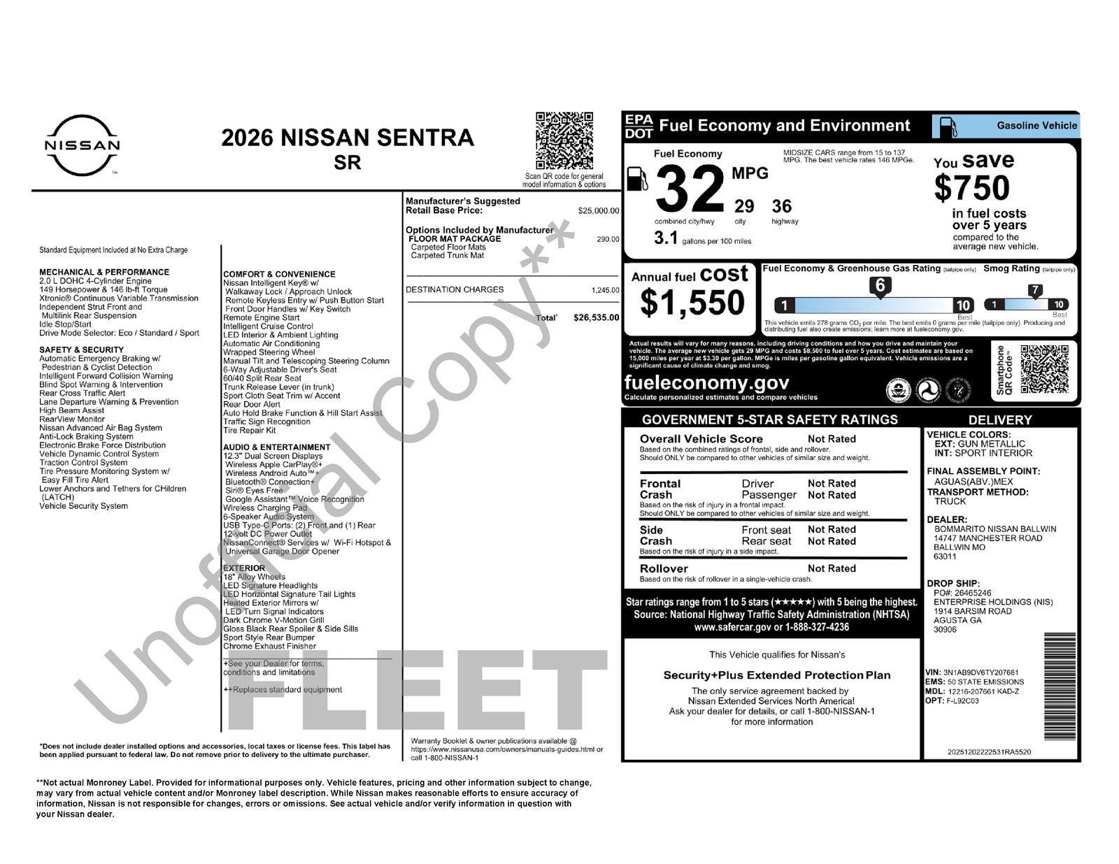 2026 Nissan Sentra SR