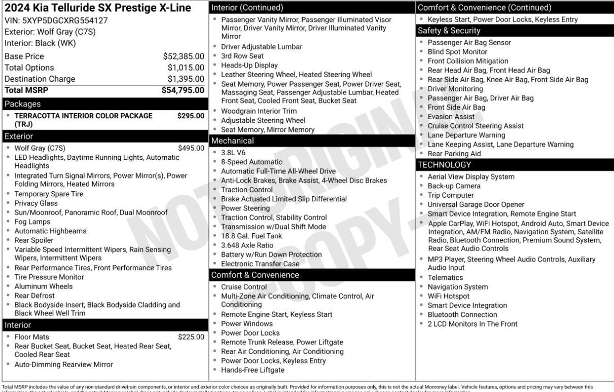 2024 Kia Telluride SX-Prestige X-Line