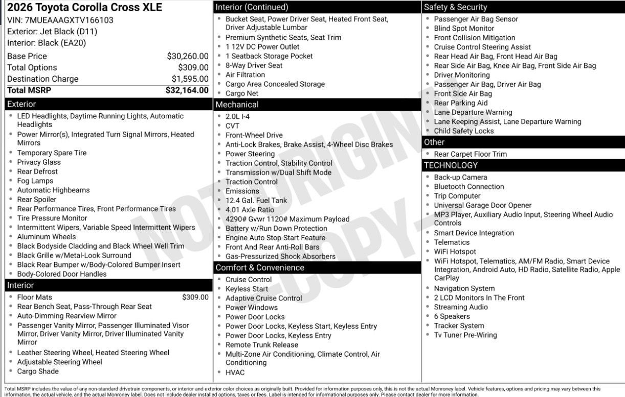 2026 Toyota Corolla Cross XLE
