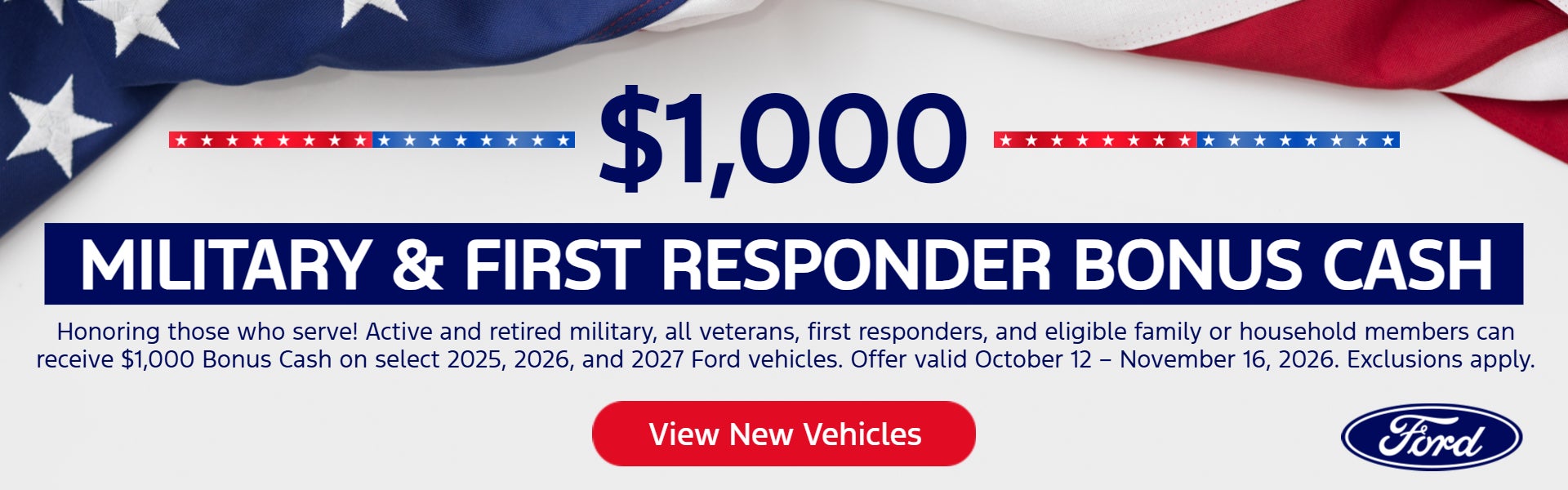 $1,000 Military & First Responder Bonus Cash